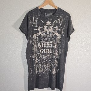 Blended Black Graphic Mini Dress with Whiskey Girls Design